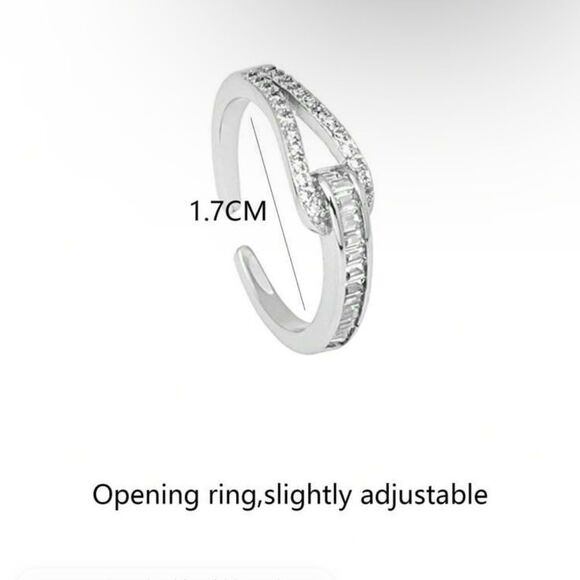 Simple & Delicate Cubic Zirconia stainless steel Open Ring - Picture 5 of 11